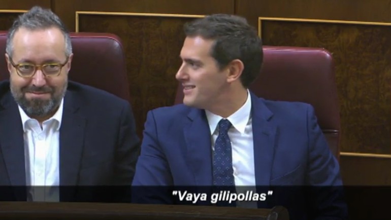 &quot;Vaya gilipollas&quot;, la reacción de Albert Rivera tras la burla de Pablo Iglesias