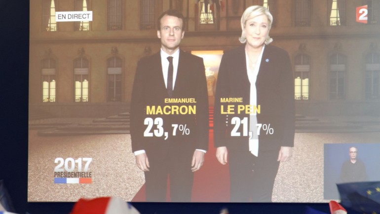 El centrista Macron y la ultraderechista Le Pen, a segunda vuelta en Francia